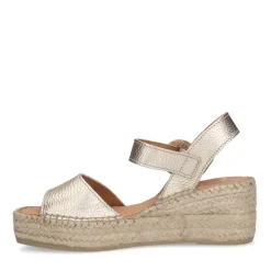 Manfield Gouden leren sleehakken^DAMES Espadrilles|Sandalen