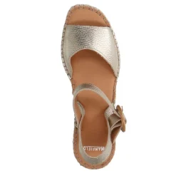 Manfield Gouden leren sleehakken^DAMES Espadrilles|Sandalen