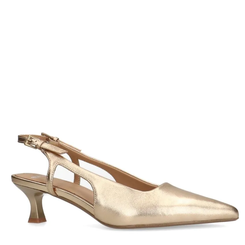 Manfield Gouden leren slingback pumps^DAMES Pumps|Slingbacks