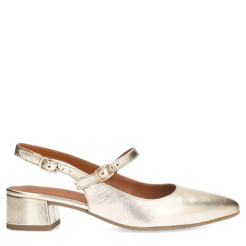 No Stress Gouden leren slingbacks^DAMES Slingbacks|Pumps