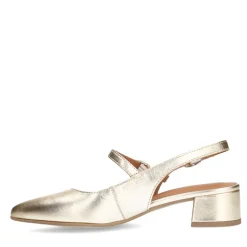 No Stress Gouden leren slingbacks^DAMES Slingbacks|Pumps