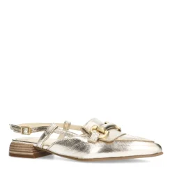 Manfield Gouden leren slingbacks met bandje^DAMES Pumps|Slingbacks