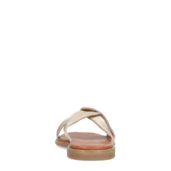 Manfield Gouden leren slippers^DAMES Slippers