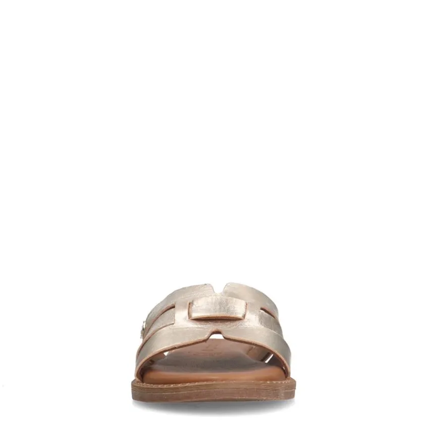 No Stress Gouden leren slippers^DAMES Slippers