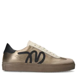 Manfield Gouden leren sneakers^DAMES Sneakers