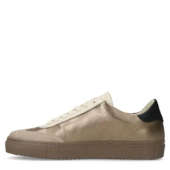 Manfield Gouden leren sneakers^DAMES Sneakers