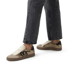 Manfield Gouden leren sneakers^DAMES Sneakers