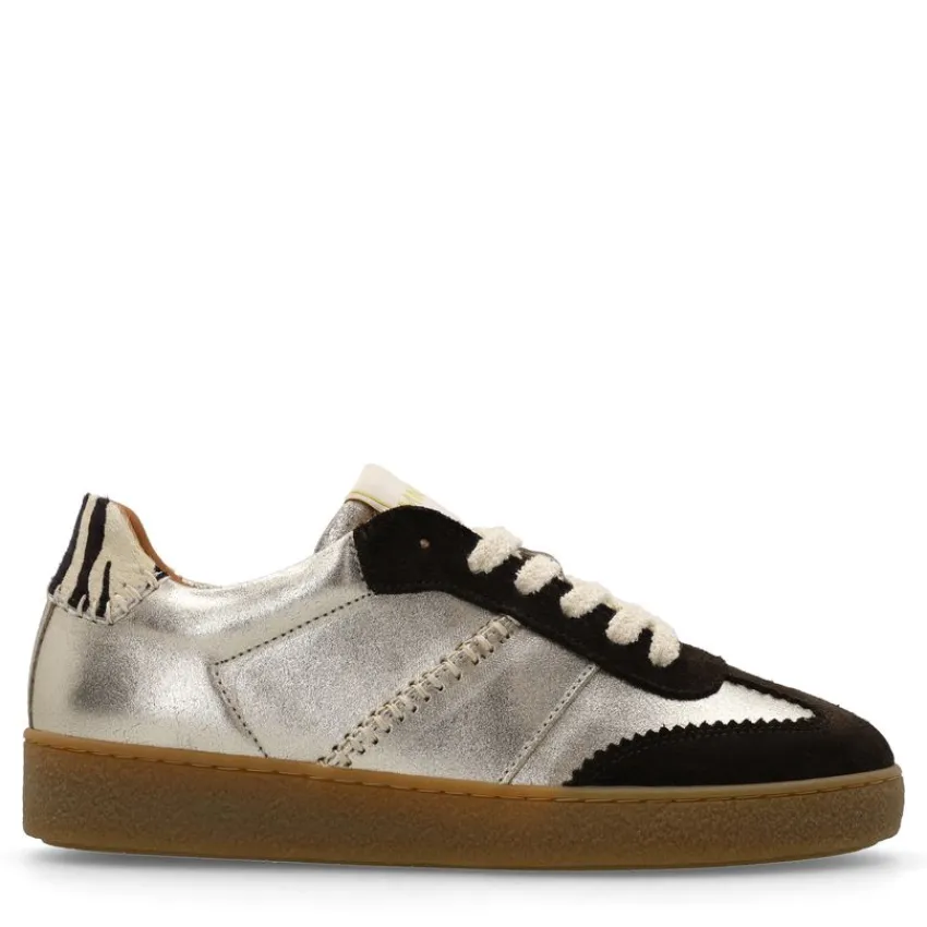 Manfield Gouden leren sneakers^DAMES Sneakers