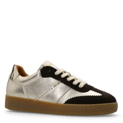 Manfield Gouden leren sneakers^DAMES Sneakers