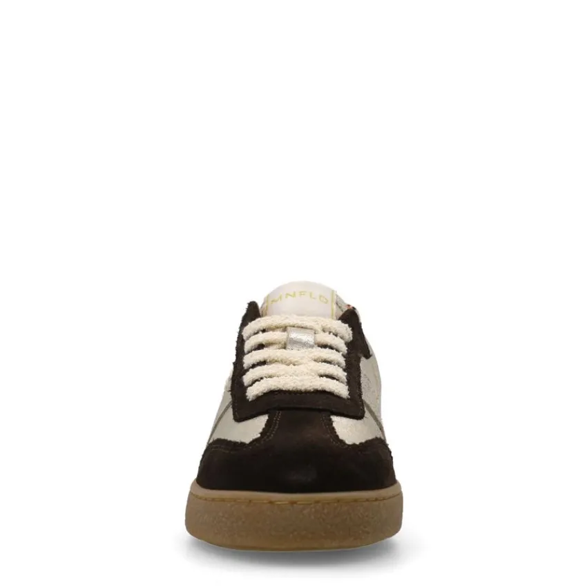 Manfield Gouden leren sneakers^DAMES Sneakers
