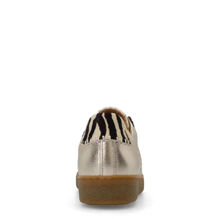 Manfield Gouden leren sneakers^DAMES Sneakers