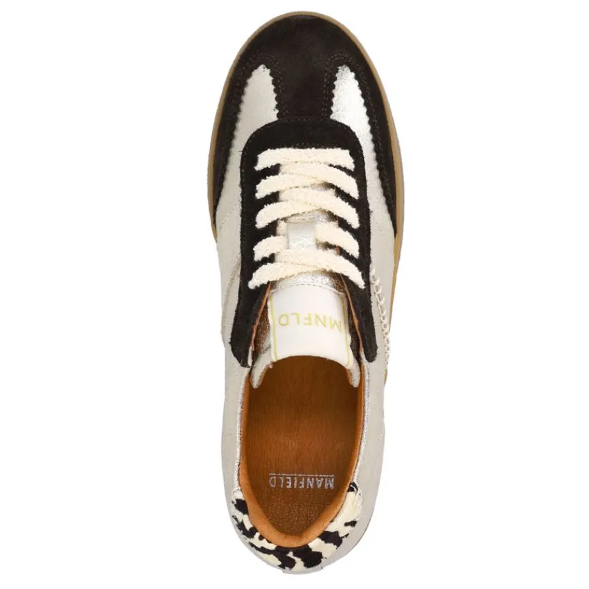 Manfield Gouden leren sneakers^DAMES Sneakers