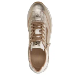 Gouden leren sneakers met rits^DAMES Sneakers