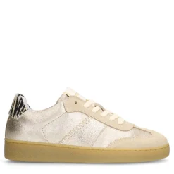Manfield Gouden leren sneakers met zebra details^DAMES Sneakers