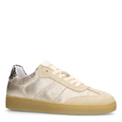 Manfield Gouden leren sneakers met zebra details^DAMES Sneakers