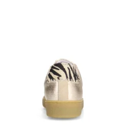Manfield Gouden leren sneakers met zebra details^DAMES Sneakers
