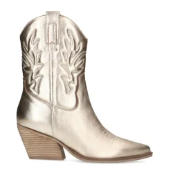 Manfield Gouden metallic cowboy laarzen^DAMES Enkellaarsjes