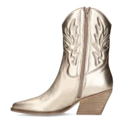Manfield Gouden metallic cowboy laarzen^DAMES Enkellaarsjes