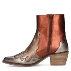 Manfield Gouden metallic leren cowboy laarzen^DAMES Enkellaarsjes