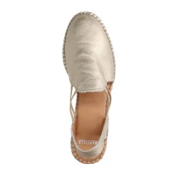 Manfield Gouden metallic leren sleehakken^DAMES Espadrilles|Sandalen