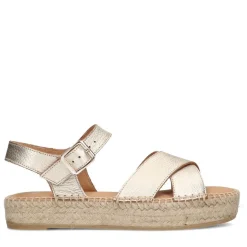 Manfield Gouden metallic sandalen met touwzool^DAMES Espadrilles|Sandalen