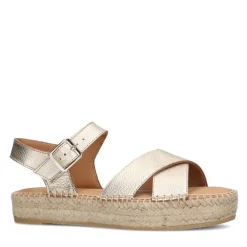 Manfield Gouden metallic sandalen met touwzool^DAMES Espadrilles|Sandalen