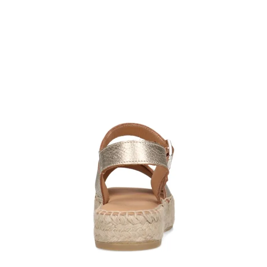 Manfield Gouden metallic sandalen met touwzool^DAMES Espadrilles|Sandalen