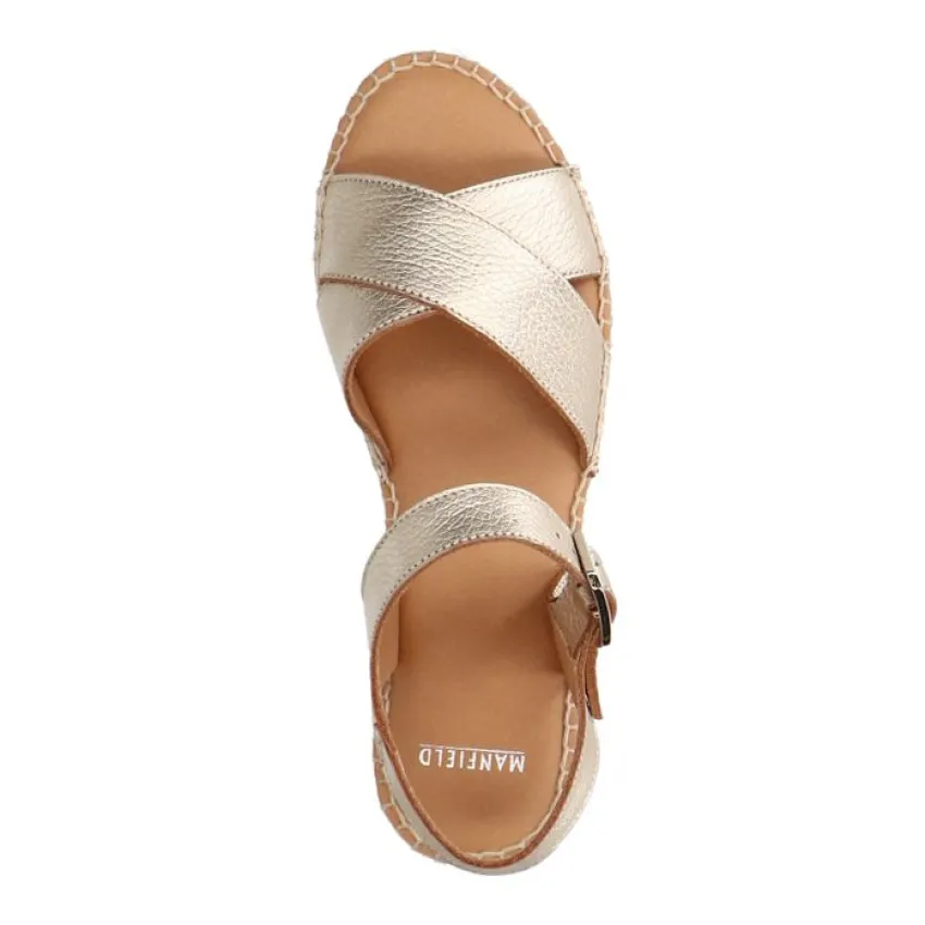 Manfield Gouden metallic sandalen met touwzool^DAMES Espadrilles|Sandalen