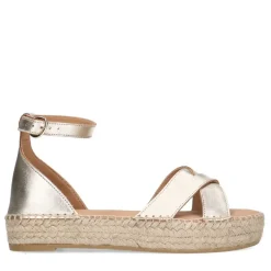 Manfield Gouden metallic sandalen met touwzool^DAMES Espadrilles