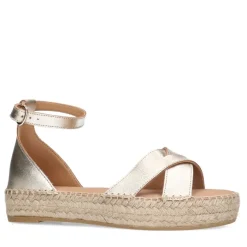 Manfield Gouden metallic sandalen met touwzool^DAMES Espadrilles