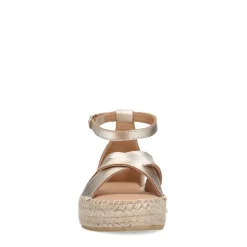 Manfield Gouden metallic sandalen met touwzool^DAMES Espadrilles