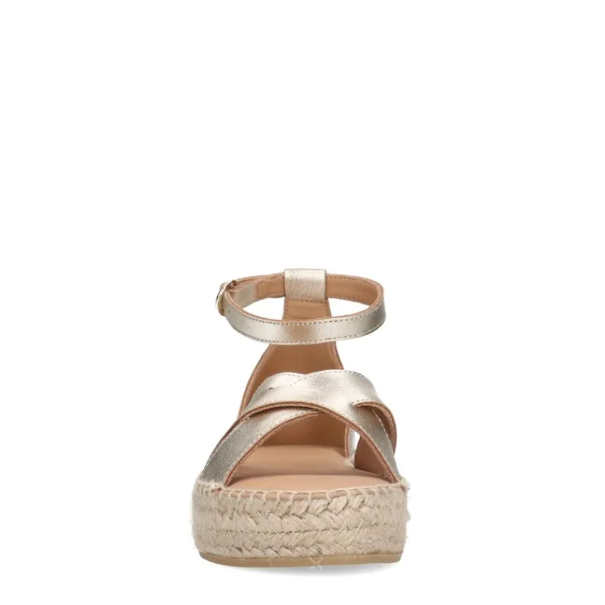 Manfield Gouden metallic sandalen met touwzool^DAMES Espadrilles