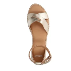 Manfield Gouden metallic sandalen met touwzool^DAMES Espadrilles