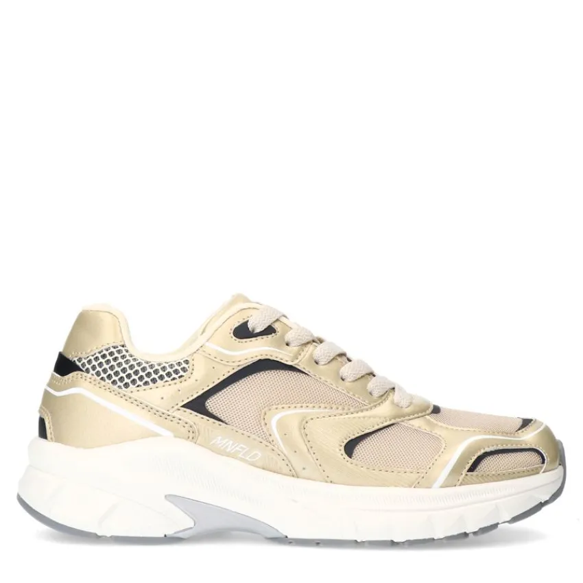 Manfield Gouden sneakers met mesh details^DAMES Sneakers