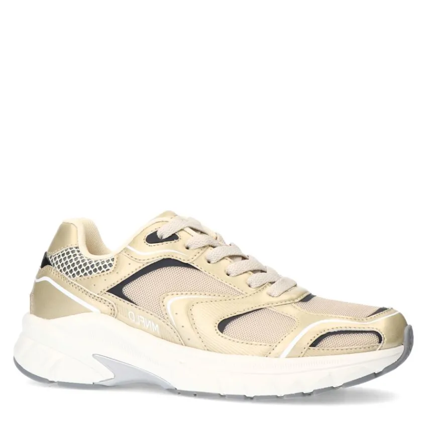 Manfield Gouden sneakers met mesh details^DAMES Sneakers