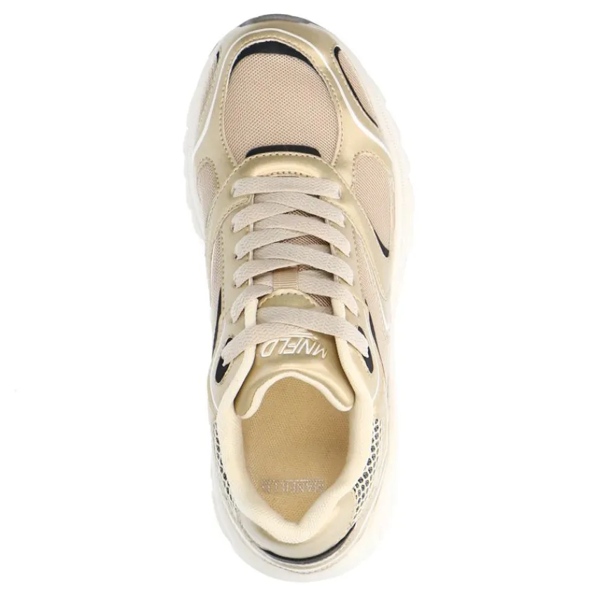 Manfield Gouden sneakers met mesh details^DAMES Sneakers