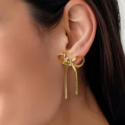 Manfield Gouden strikjes oorbellen^ Sieraden