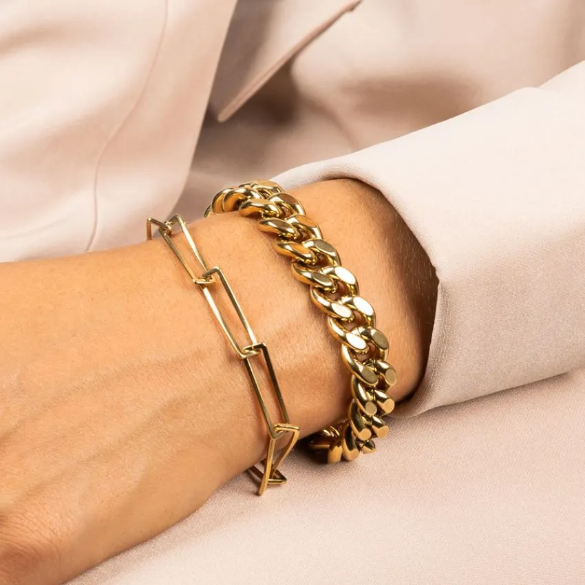 Manfield Goudkleurige armband van stainless steel^ Sieraden