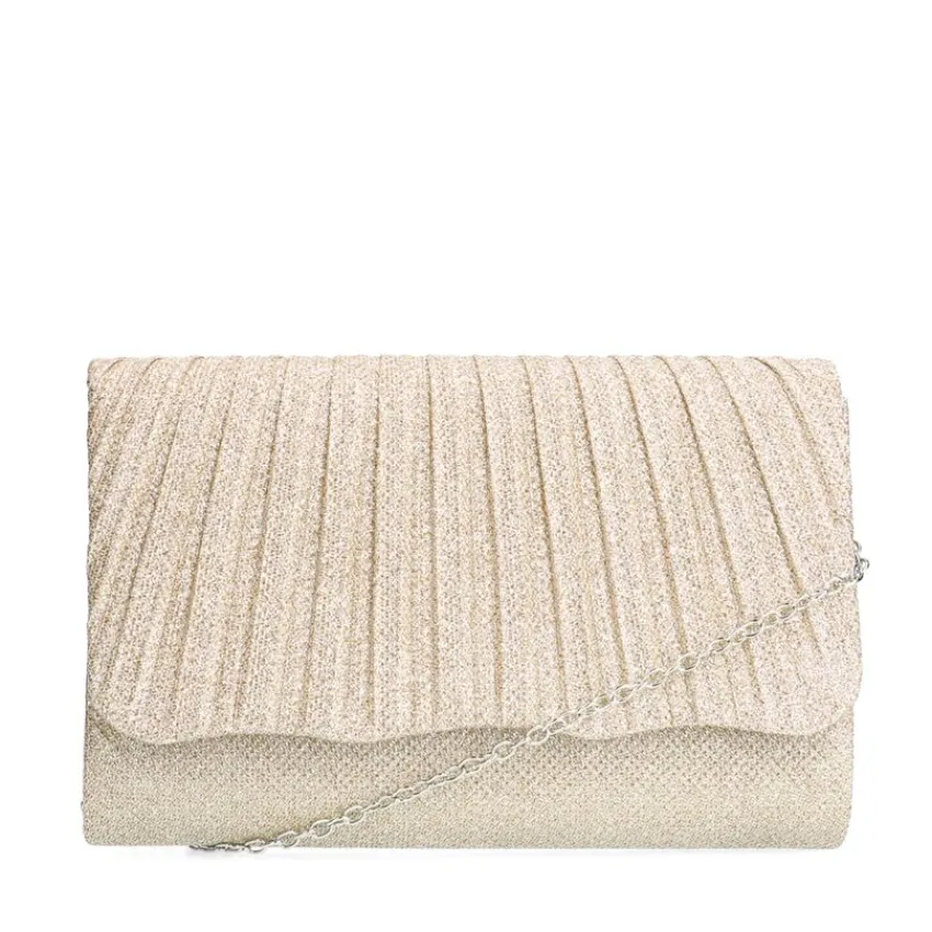 Manfield Goudkleurige clutch met glitters^ Clutches