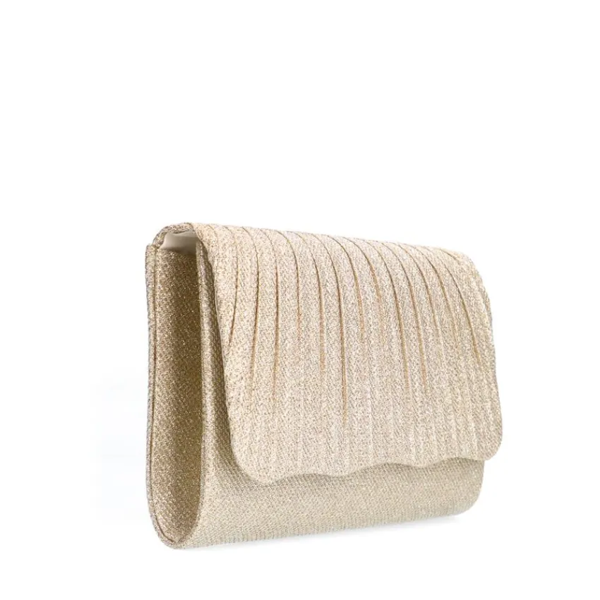 Manfield Goudkleurige clutch met glitters^ Clutches