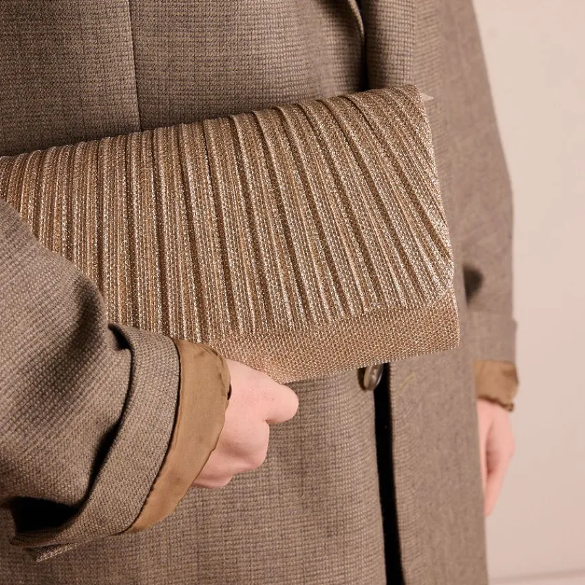 Manfield Goudkleurige clutch met glitters^ Clutches