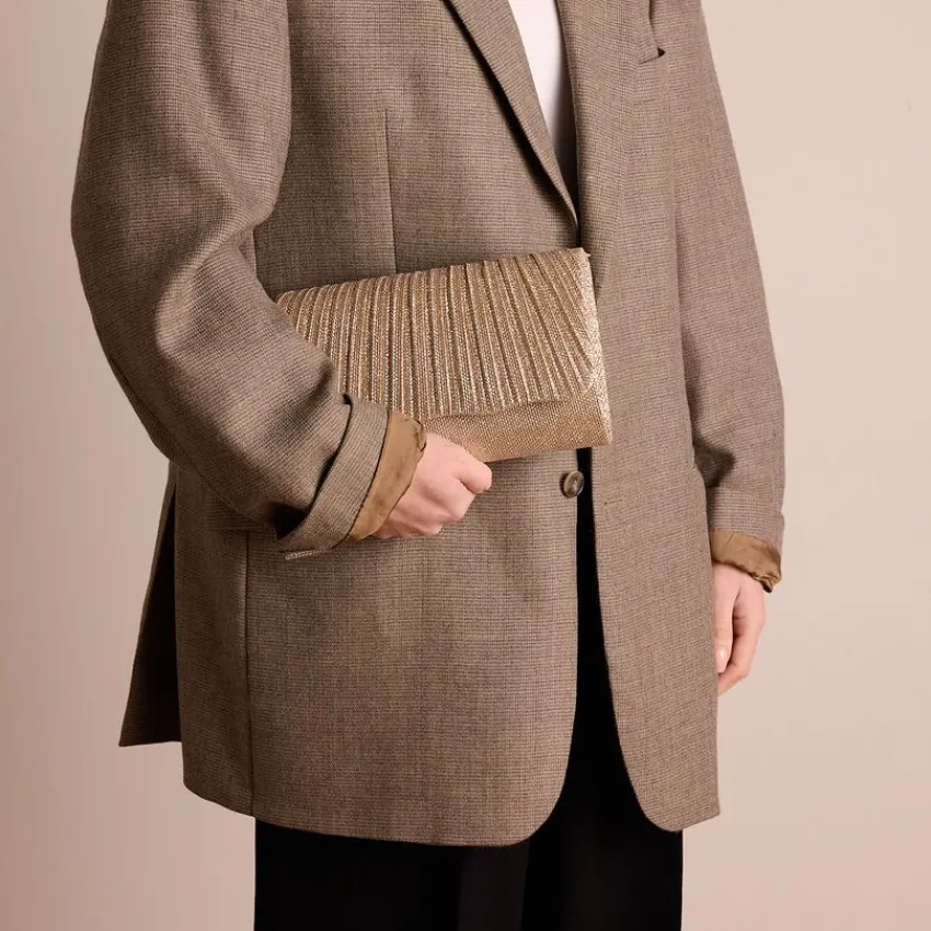 Manfield Goudkleurige clutch met glitters^ Clutches