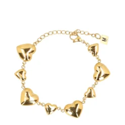 Manfield Goudkleurige hartjes bedelarmband^ Sieraden