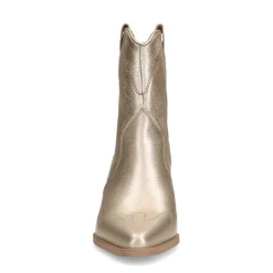 Manfield Goudkleurige leren cowboylaarzen^DAMES Enkellaarsjes