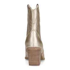 Manfield Goudkleurige leren cowboylaarzen^DAMES Enkellaarsjes