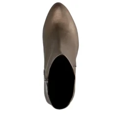 Manfield Goudkleurige leren enkellaarsjes met hak^DAMES Enkellaarsjes