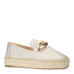 Manfield Goudkleurige leren espadrilles met gouden chain^DAMES Espadrilles