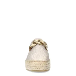 Manfield Goudkleurige leren espadrilles met gouden chain^DAMES Espadrilles