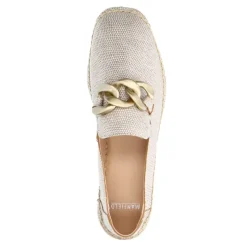 Manfield Goudkleurige leren espadrilles met gouden chain^DAMES Espadrilles