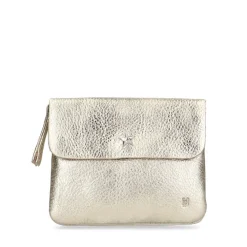 Manfield Goudkleurige leren portemonnee^ Portemonnees